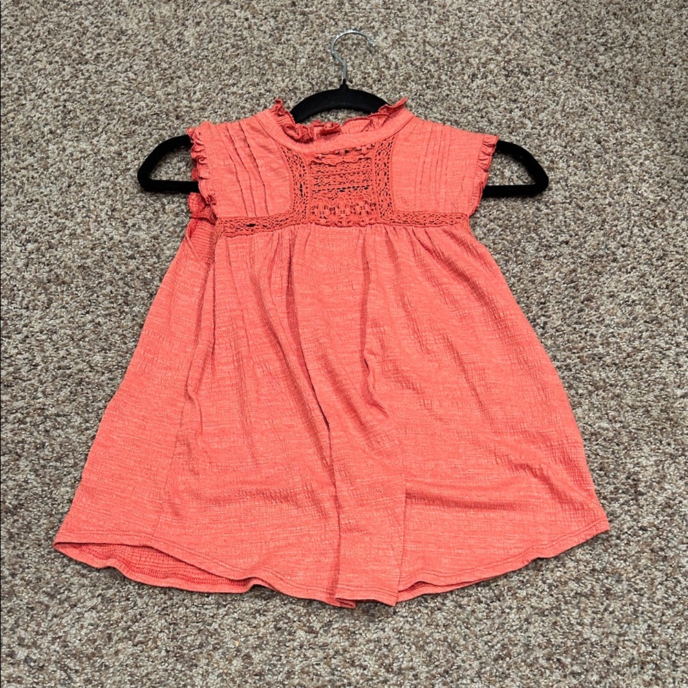Coral Ruffle Sleeve Dress